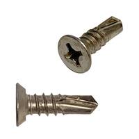 #12 X 3/4" Flat Head (Undercut), Phillips, Self-Drilling Screw, Electroless Nickel